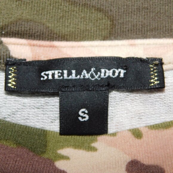 Stella & Dot Womens S Green Camo Pink Roses Rose gold Zipper pullover Sweatshirt - Picture 4 of 11